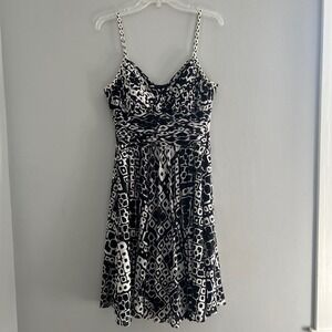 Sangria Geometric Print Ruched Dress Size 14P Mesh Stretch Cocktail Party‎ Lined
